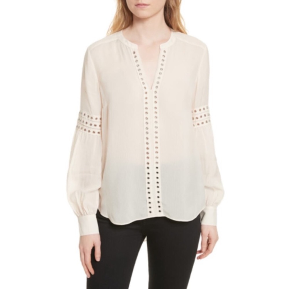VERONICA BEARD Willa Eyelet Grommet Blouse